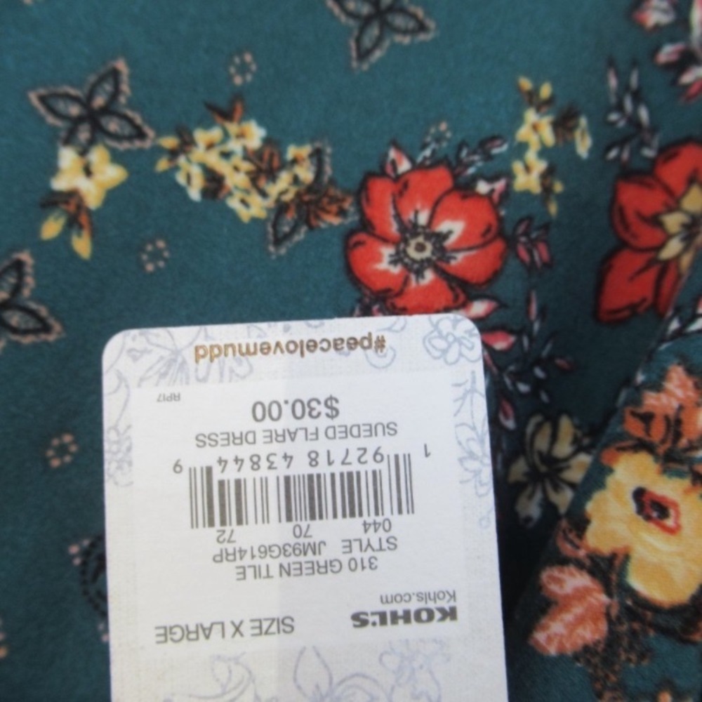 Mudd dress floral print sueded flare dress w stretch casual boho XL jrs - Picture 5 of 10